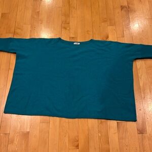 Garnet Hill Cashmere Cropped Blue Sweater Sz S